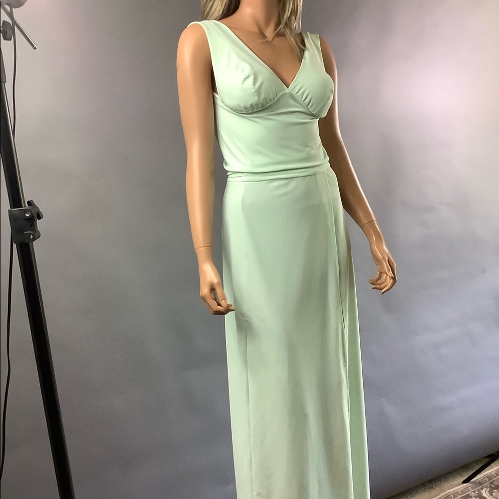 Halter top and long wrap-around skirt, swimwear coverup, loungewear, mint green